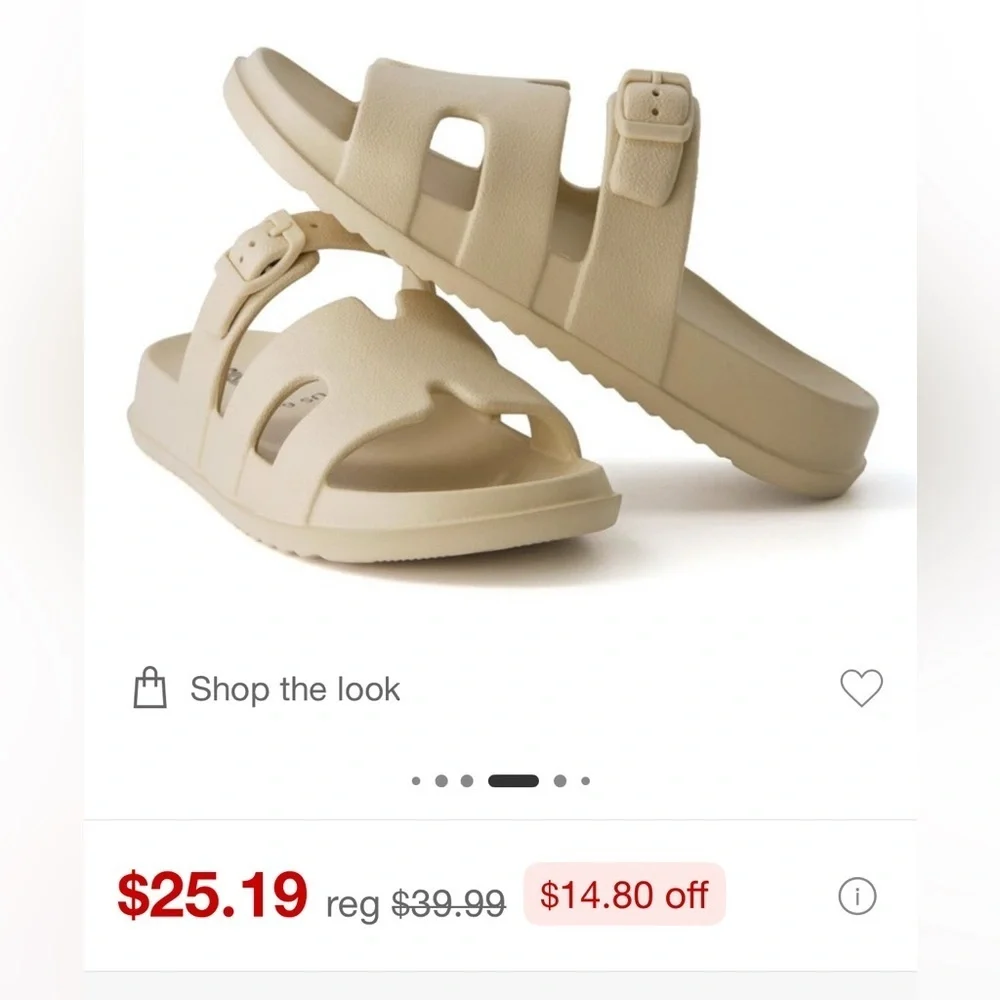Wild fable New OFF WHITE cushion slip on adjustable buckle  Comfort sandals